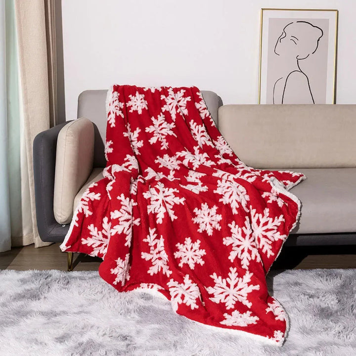 Świąteczny koc wełniany narzuta dla sofy i łóżka