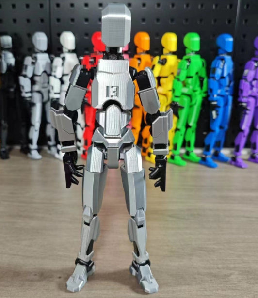 Pomarańczowy ruchomy robot z druku 3D
