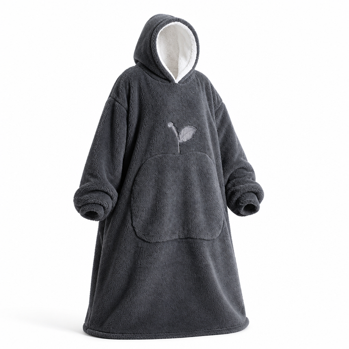 Otulena™ Oversize'owy koc z kapturem z polaru sherpa, z rękawami i kieszenią