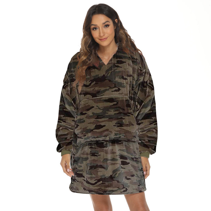 Flanelowa bluza-koc oversize z kapturem