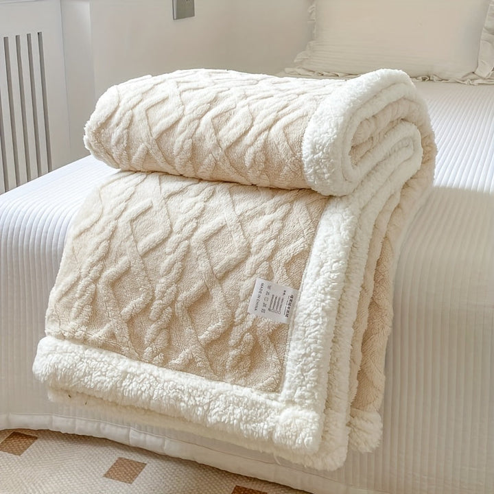 CozyNest - Dwustronny koc polarowy dla jesień i zima