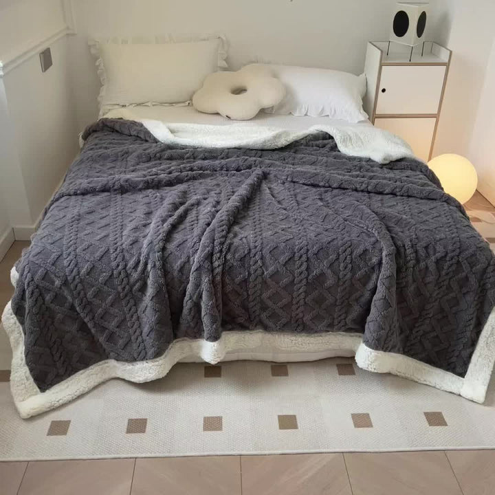 CozyNest - Dwustronny koc polarowy dla jesień i zima