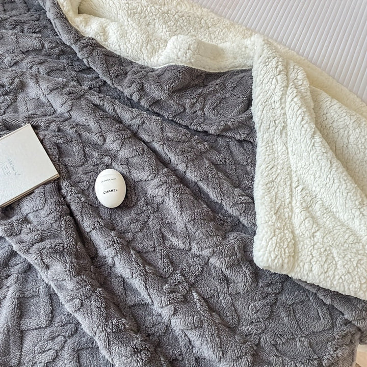 CozyNest - Dwustronny koc polarowy dla jesień i zima