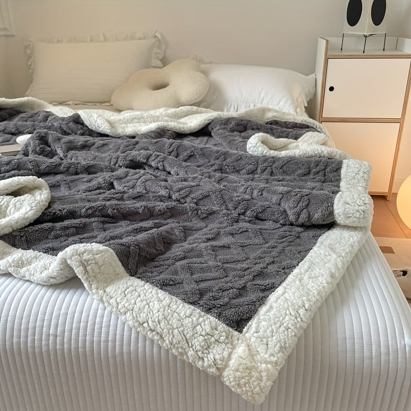 CozyNest - Dwustronny koc polarowy dla jesień i zima