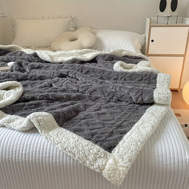 CozyNest - Dwustronny koc polarowy dla jesień i zima