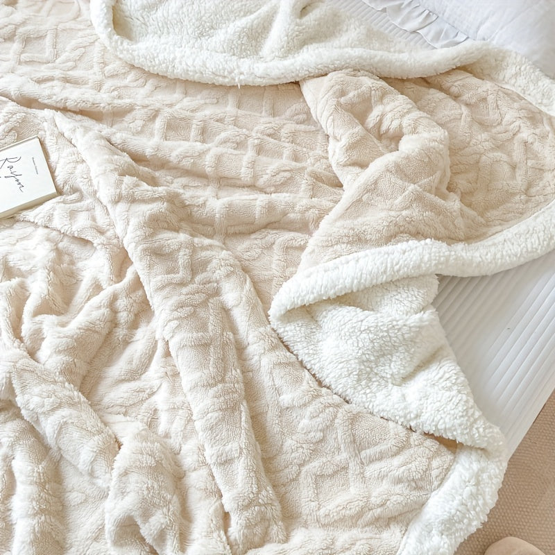 CozyNest - Dwustronny koc polarowy dla jesień i zima