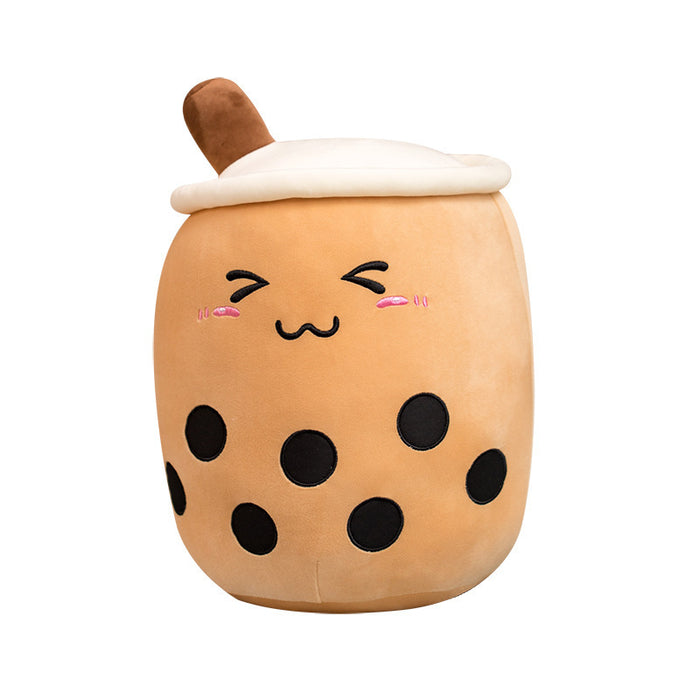 Otulena Pluszowa poduszka bubble tea z wyhaftowaną buźką