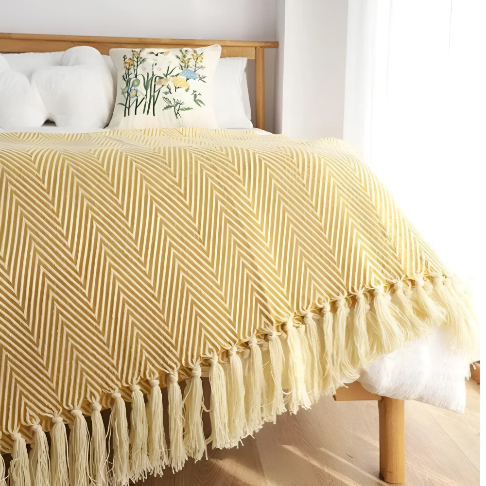 Herringbone frędzel dzianina koc