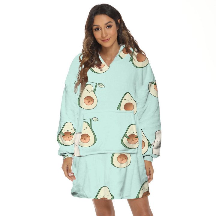 Flanelowa bluza-koc oversize z kapturem