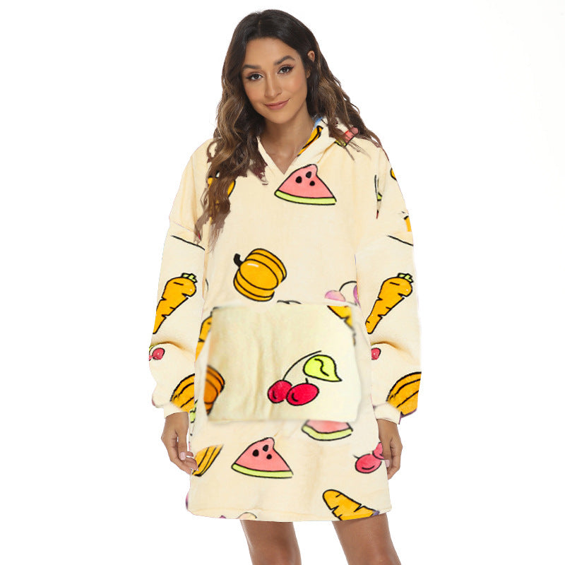 Flanelowa bluza-koc oversize z kapturem