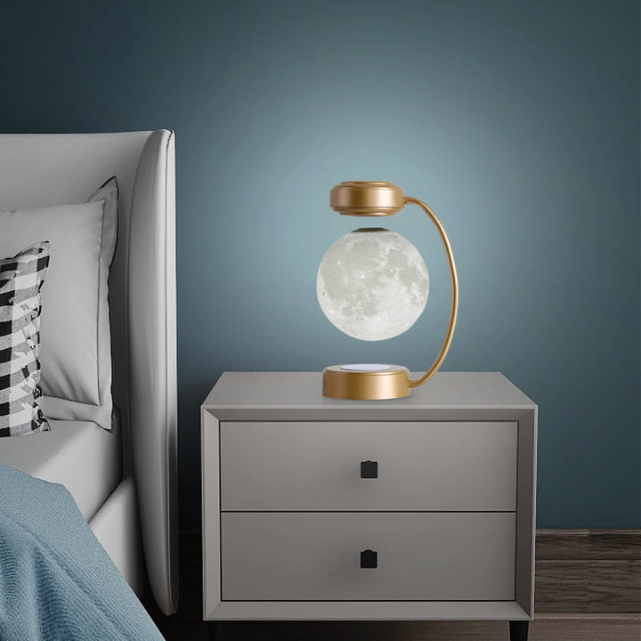 Lampa lewitująca z księżycem 3D – wirująca kula, złota lub czarna