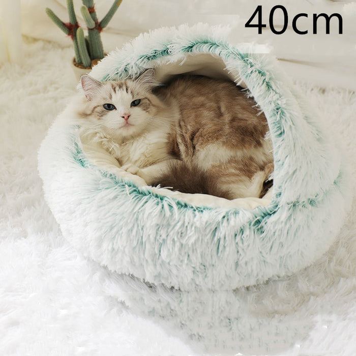 Otulena Pluszowe legowisko 2 w 1 dla kota i psa z kapturem, 40–65 cm