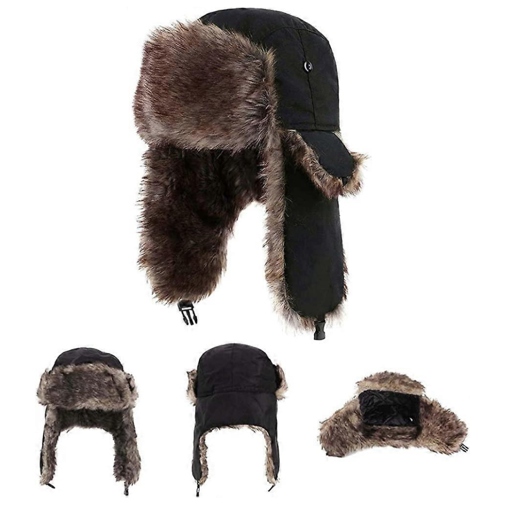 Czapka pilotka z futerkiem i ciepłymi nausznikami