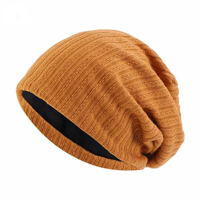 Otulena™ Czapka beanie z bawełny we wzór kłosa, miękka i podwójna