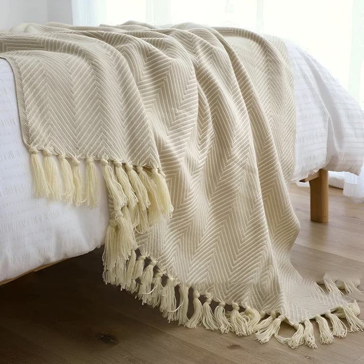 Herringbone frędzel dzianina koc