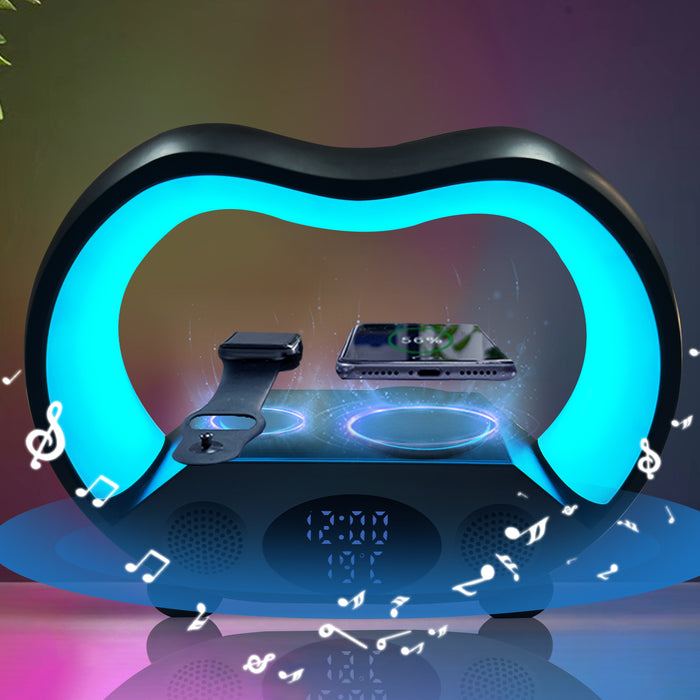 Otulena Lampa RGB 6w1 z głośnikiem i ładowarką bezprzewodową