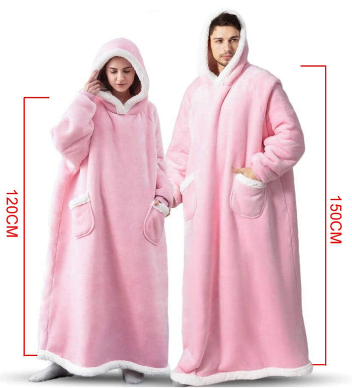 Otulena™ Bardzo długi koc z rękawami i ciepłym kapturem – unisex