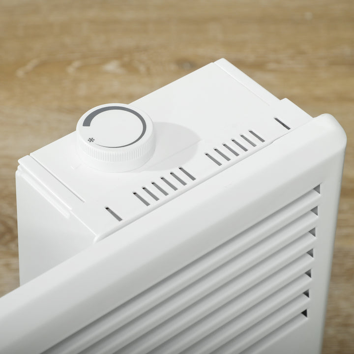 Biały konwektor elektryczny z pokrętłem termostatu