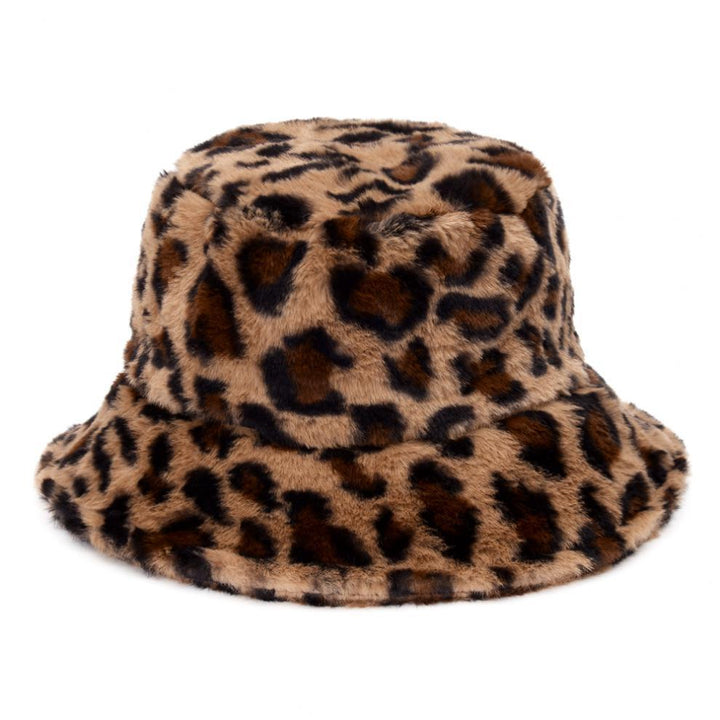 Puszysty kapelusz bucket w krowie łaty