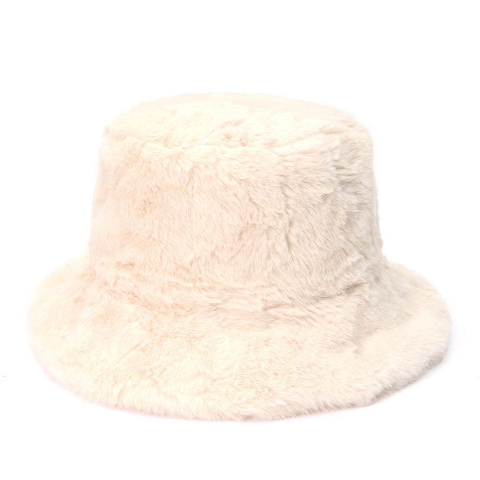 Puszysty kapelusz bucket w krowie łaty