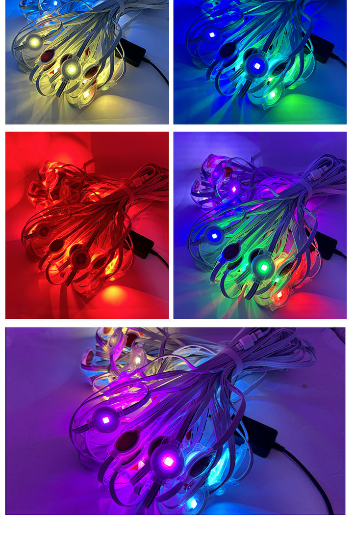 Kolorowe lampki LED pod okapem domu