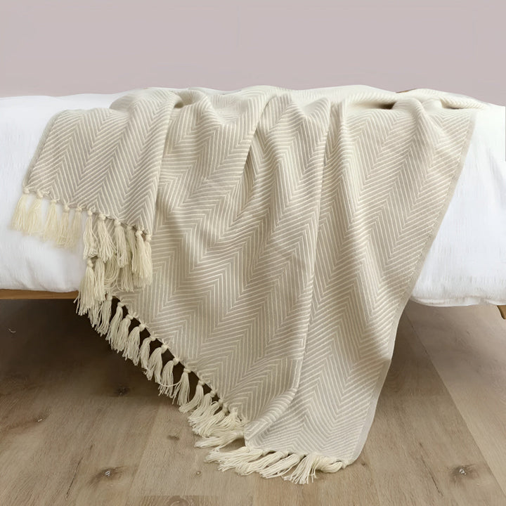 Herringbone frędzel dzianina koc