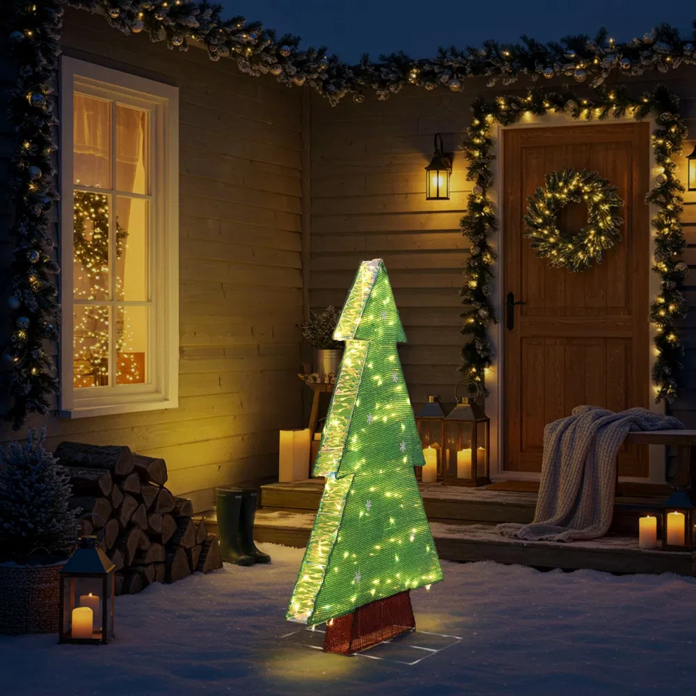 Świecąca ogrodowa choinka z płatkiem śniegu