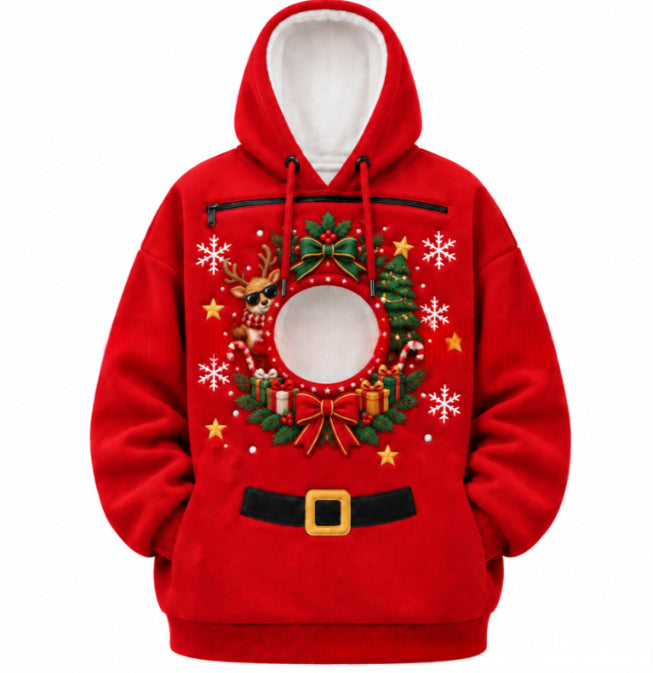 Bluza świąteczna z kotem w przedniej kieszonce