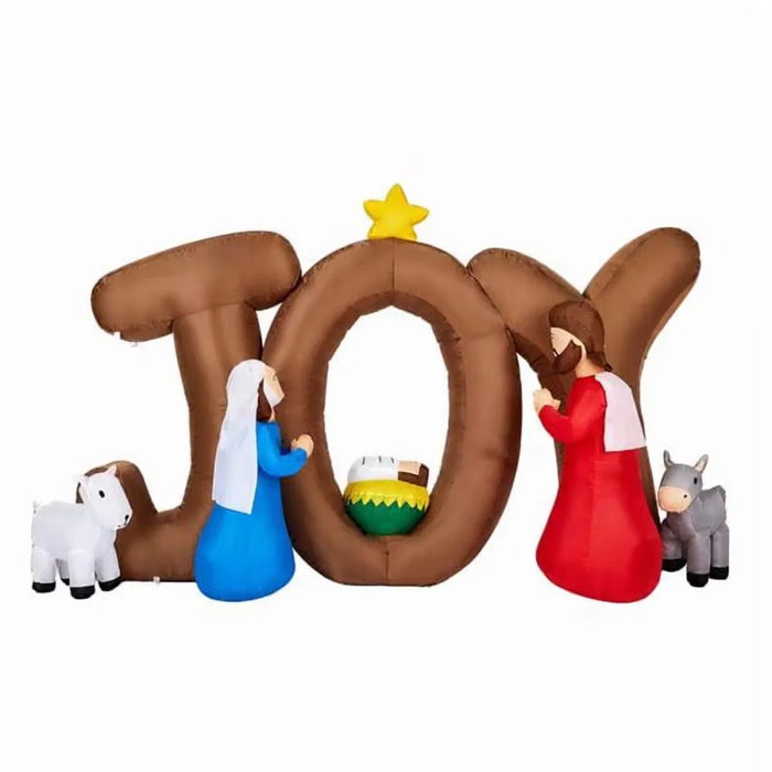 Otulena Dmuchana szopka z napisem JOY i 9 lampkami LED