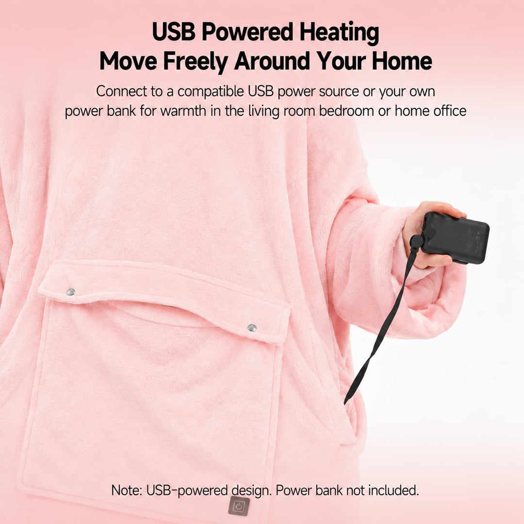 Podgrzewana bluza-koc unisex - Zasilany przez USB, 3-strefowy flanela ciepło