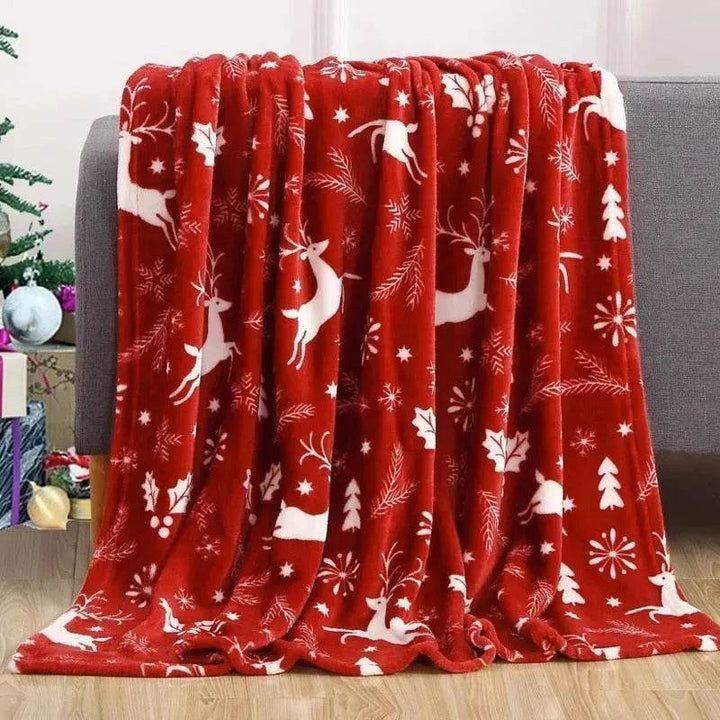 Świąteczny łoś i bałwan Święty Mikołaj nadruk koc zima Double-sided koc flanelowy na sofę spanie szal