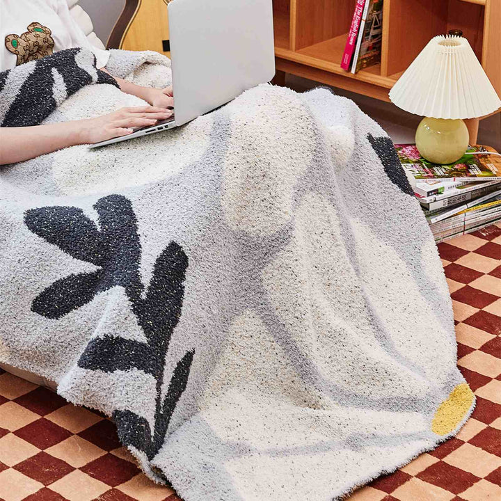 Boho kwiatowy Leaves mikrofibra dziany koc narzutowy - Miękki, Przytulny, I dekoracyjny
