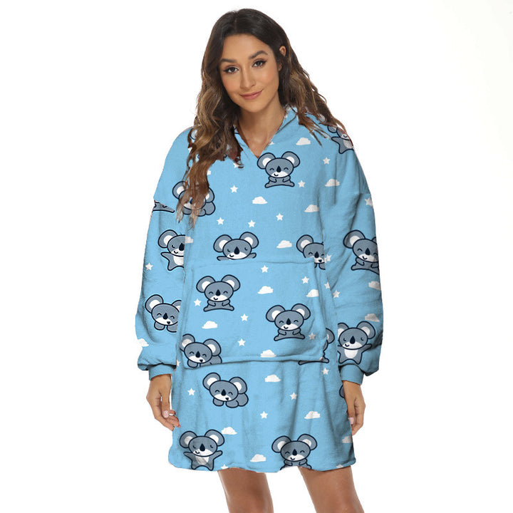 Flanelowa bluza-koc oversize z kapturem