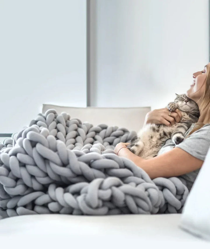 Gruby splot narzuta ręcznie wykonany kołdra obciążeniowa - Super przytulny &amp; CALMING koc