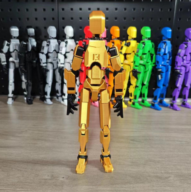 Pomarańczowy ruchomy robot z druku 3D