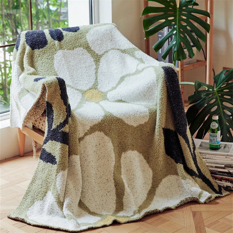 Boho kwiatowy Leaves mikrofibra dziany koc narzutowy - Miękki, Przytulny, I dekoracyjny