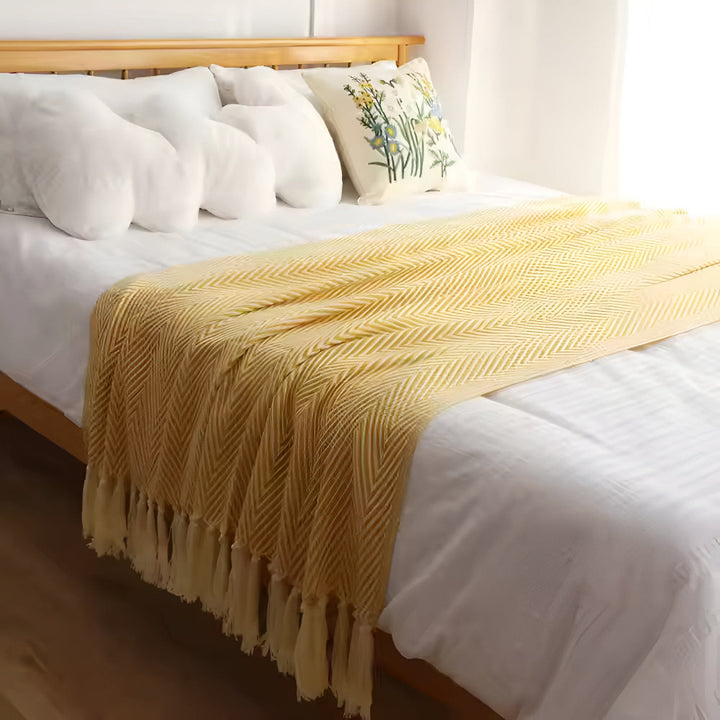 Herringbone frędzel dzianina koc