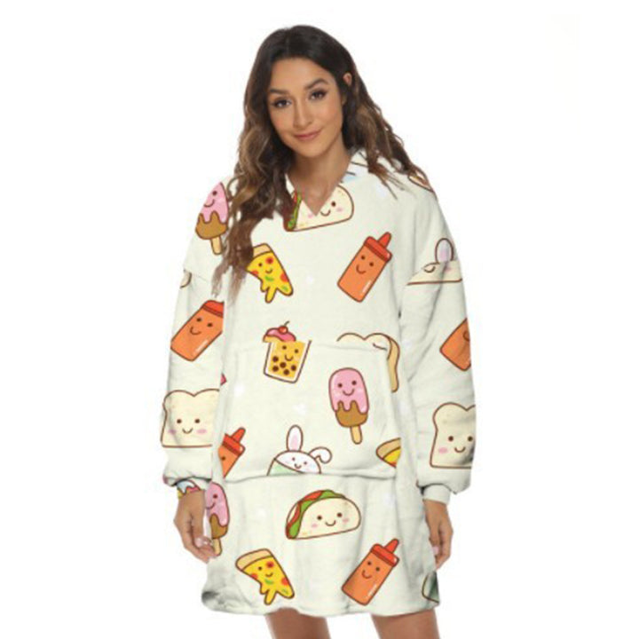 Flanelowa bluza-koc oversize z kapturem