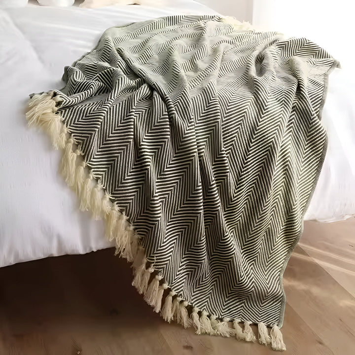 Herringbone frędzel dzianina koc