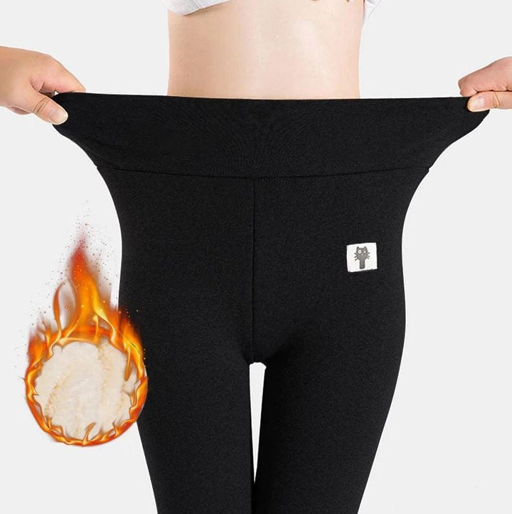 Grube legginsy termiczne damskie z polarem