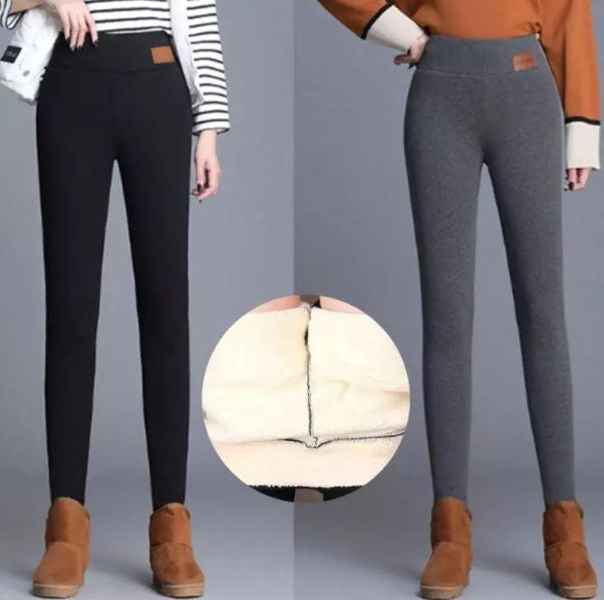 Grube legginsy termiczne damskie z polarem