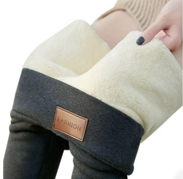 Grube legginsy termiczne damskie z polarem