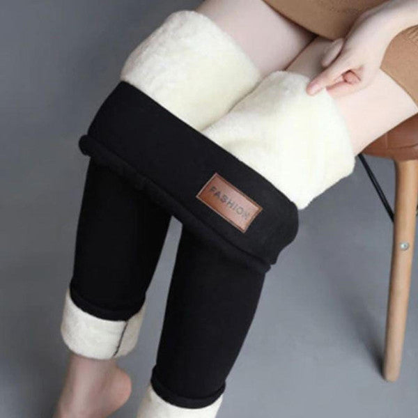 Grube legginsy termiczne damskie z polarem