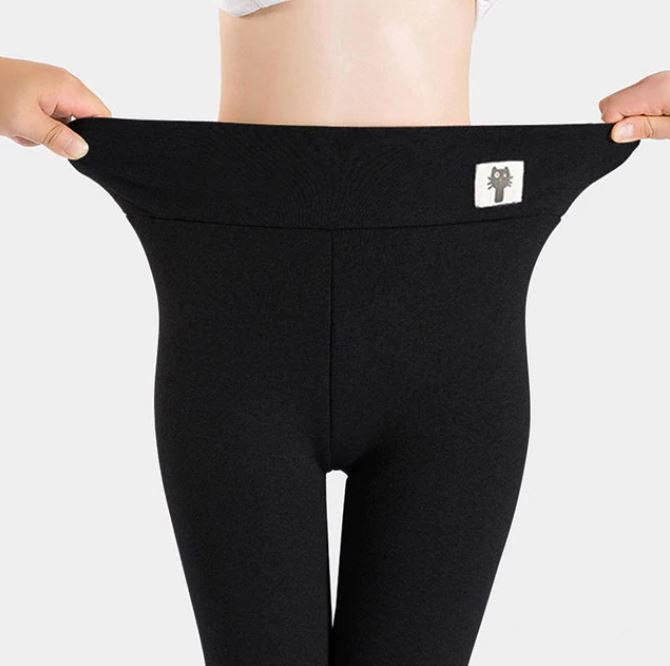 Grube legginsy termiczne damskie z polarem
