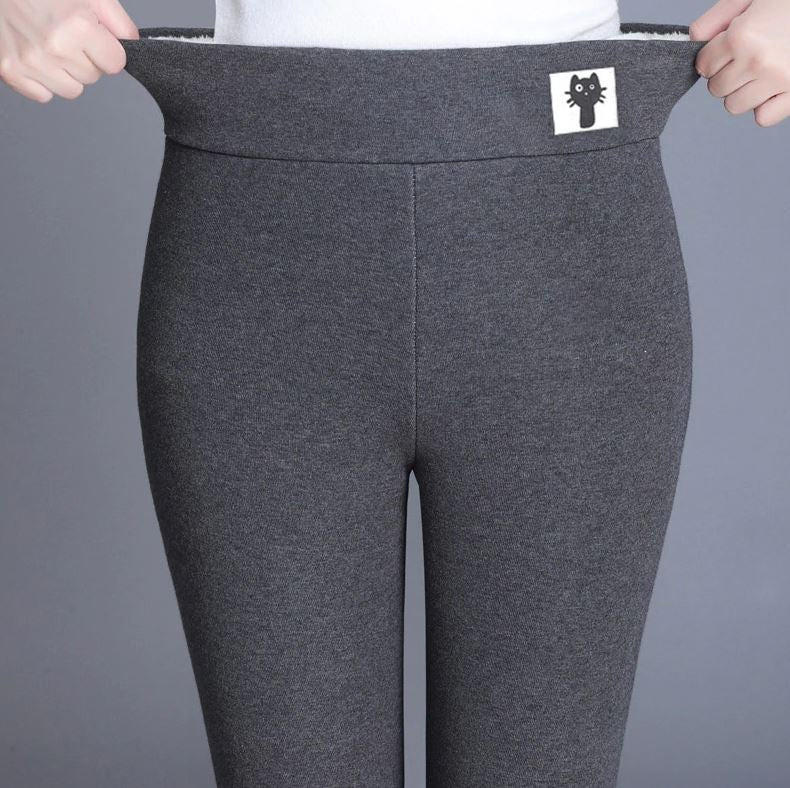 Grube legginsy termiczne damskie z polarem