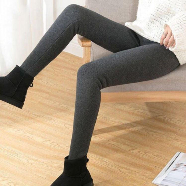 Grube legginsy termiczne damskie z polarem