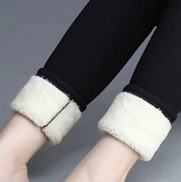 Grube legginsy termiczne damskie z polarem