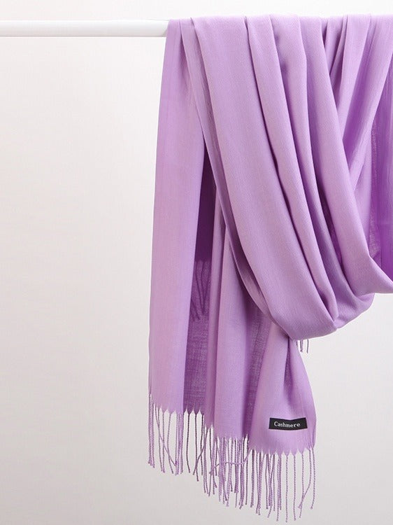 Gładki miękki szal z frędzelkami