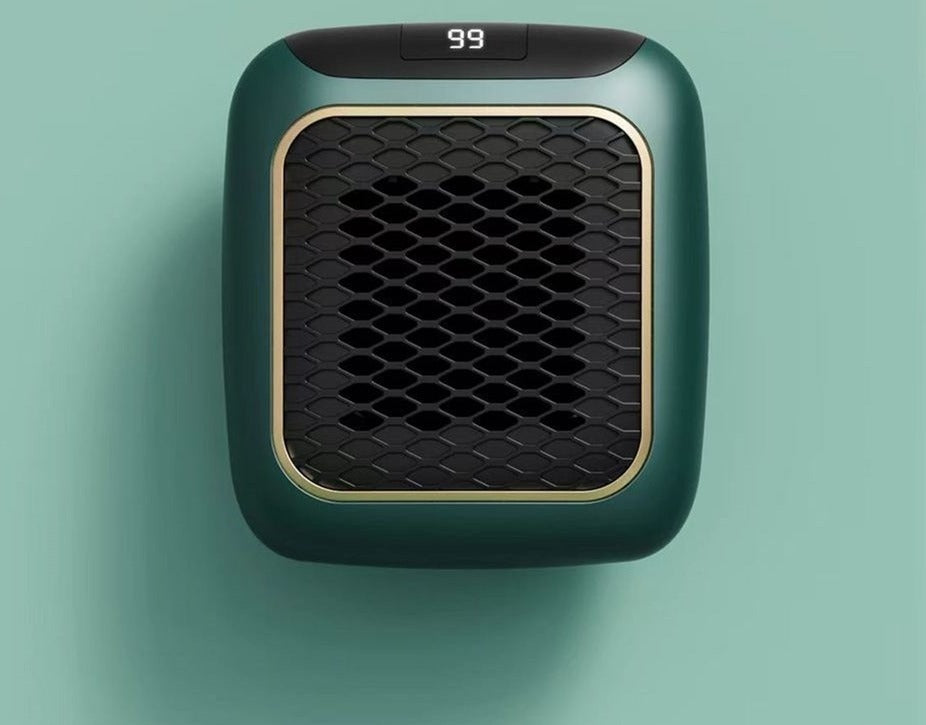 Mini termowentylator w gniazdku z cyfrowym wyświetlaczem