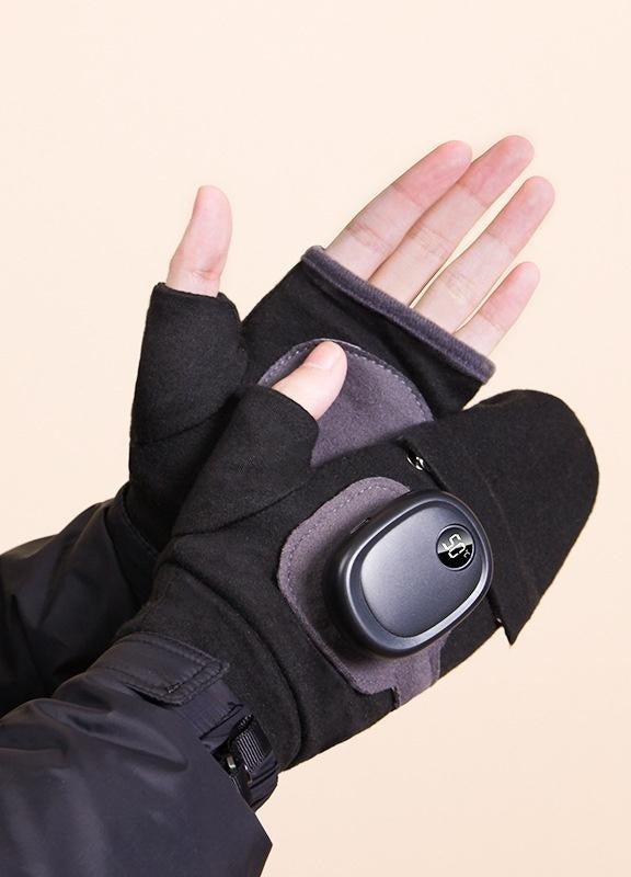 Różowe podgrzewane rękawiczki bez palców z klapką